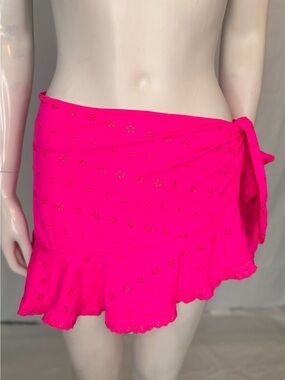 Islander Hot Pink Eyelet Swim Sarong Cover-Up